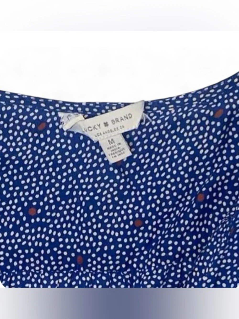 Lucky Brand Blue White Polka Dot Mila Wrap Dress Sz M